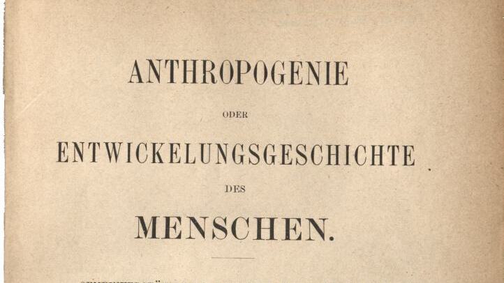 Title page of Ernst Haeckel's "Anthropogeny and Evolutionary History of Man" from 1874