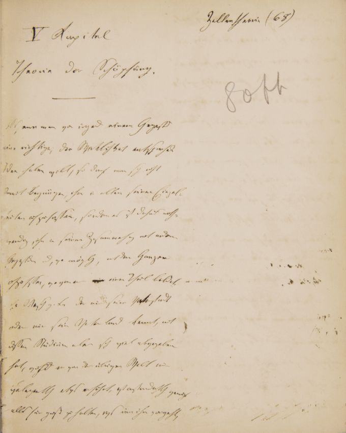 Theodor Schwann, „V Kapitel Theorie der Schöpfung“, undatiert, S.1