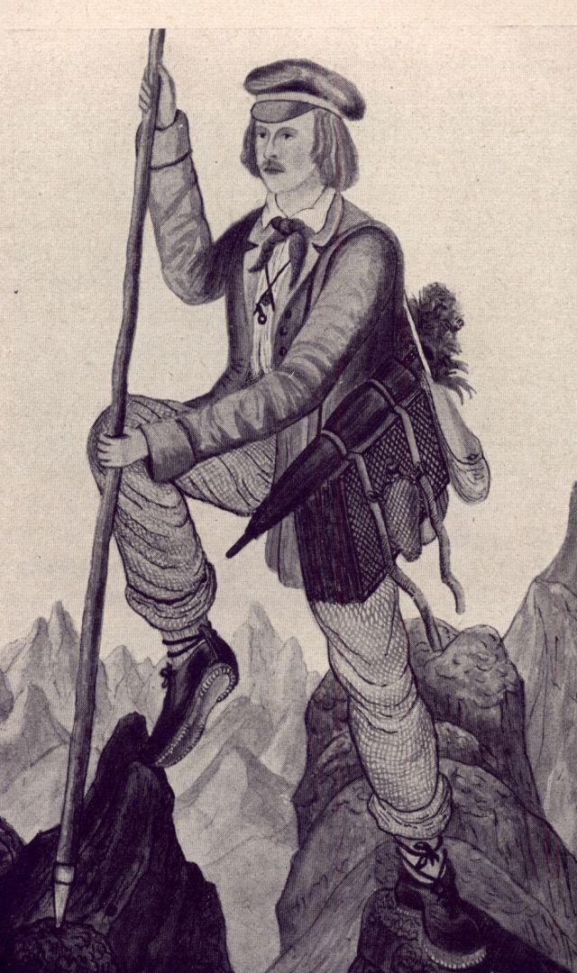 Ernst Haeckel as a mountaineer (drawing in his own hand)